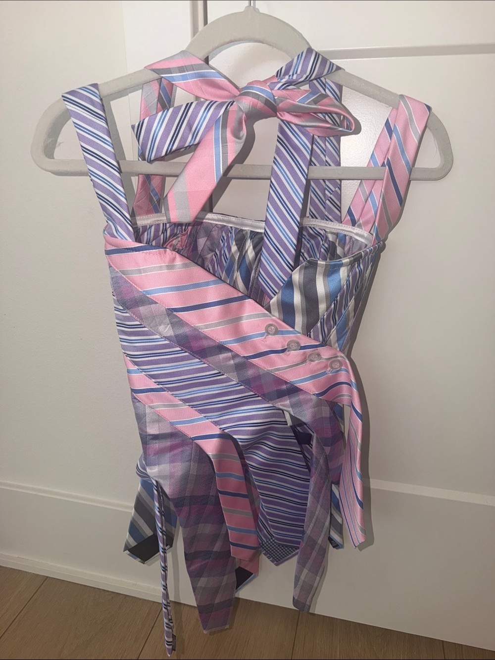 NWT Striped Pink & Blue Tie-Detail Corset Top - Picture 3 of 5